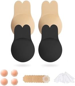 Sticky Bra Backless Strapless Bras Adhesive Push Up Invisible Stick on Silicone Bra for Women Breast Lift Nipple Covers Black