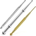 Nuanchu 2 Pieces Facial Reflexology Massage Tool Stainless Steel Manual Acupuncture Pen Retractable Double Headed Spring Loaded Ear and Body Point Probe, Gold, Silver