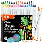 Ohuhu Acrylic Paint Markers 36 Colors: Dual Tips (Fine & Dot) Paint Pens High Opacity Acrylic Markers Waterproof Lightfast for Rock Painting Easter Eggs Wood Glass Ceramic Canvas