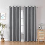 CUCRAF 100% Blackout Curtains 84 Inch Drop 2 Panels Soft Texture Energy Saving Sun Blocking Eyelet Top Thermal Curtains for Bedroom Living Room 52 X 84 Inch(double-sided Linen)