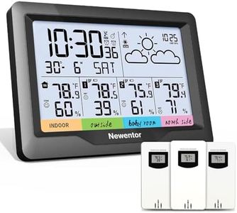 Newentor Weather Station Wireless Indoor Outdoor Multiple Sensors, Digital Atomic Clock Weather Thermometer, Temperature and Humidity Monitor, Forecast Weather Station with Backlight, Black