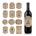 36pcs Halloween Wine Bottle Stickers, 12 Styles Halloween Bottle Labels Apothecary Potion Labels Stickers Waterproof Drink Labels Stickers for Scrapbook Decoration Laptop Phone Adults Teens Party