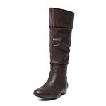 DREAM PAIRS Women's Knee High Boots and Pull On Fall Weather Boots, Ladies' Fashion and Comfortable Walking Boots, Zippers Boots, and Flats,Size 6.5,Wide/Calf/Brown,BLVD-W