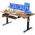 ErGear Standing Desk with Large Keyboard Tray, 160 x 70 cm Height Adjustable Electric Standing Desk Sit Stand Desk with 3 Memory Smart Pannel, Home Office Computer Desk, Vintage Brown