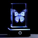 Movdyka 3D Crystal Etched Butterfly Gifts for Women Men Glass Animals Figurine Office Room Decor with LED Light Base, Butterflies Gifts for Birthday Christmas, Keepsakes & Paperweight