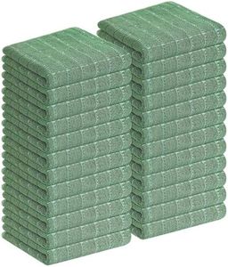 Homaxy 100% Cotton Terry Kitchen Towels(Grass Green, 13 x 28 inches), Checkered Designed, Soft and Super Absorbent Dish Towels, 24 Pack