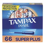 Tampax Pearl Tampons, with LeakGuard Braid, Super Plus Absorbency, Unscented, 66 Count