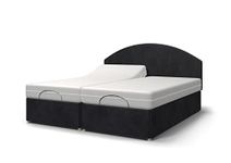 Backcarebeds Majestic Twin (4Ft' 6Inch Double) Electric Adjustable Bed Comes with Memory Foam Mattress & Quiet Motors | Mobility Beds | Headboard 1A in Hidestyle Black Colour