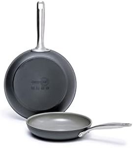 GreenPan Chatham Hard Anodized Healthy Ceramic Nonstick 8" and 10" Frying Pan Skillet Set, Omelette and Egg Pan, PFAS-Free, Dishwasher Safe, Oven Safe, Gray