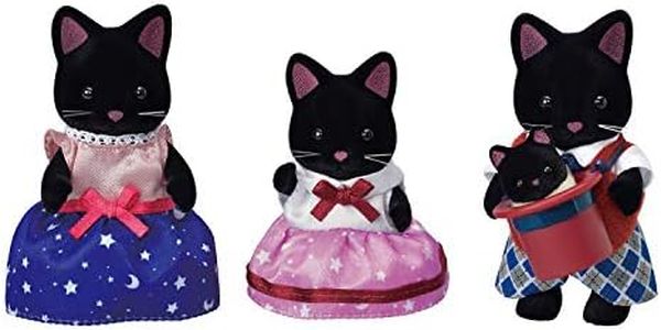 Calico Critters Midnight Cat Family, Dolls, Dollhouse Figures, Collectible Toys with 4 Figures Included