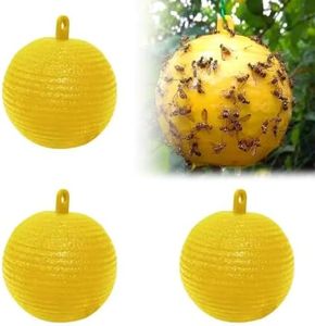 HASTHIP® 4Pcs Fly Trap Kit for Insects, Whiteflies, Aphids, Leaf Minor, Thriphs, Yellow Ultra sticky Trap Ball for Insect in garden & Farm for Indoor or Greenhouse Use Hangable Fly Sticker Ball
