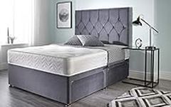 Bed Centre Ziggy Grey Plush Sprung Memory Foam Divan Bed With Mattress, No Headboard, No Drawers (Double (135cm X 190cm))