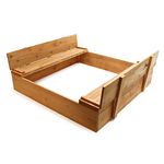 Sandpit Foldable Lid Sandbox Seating Bench Wood Garden