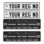 Moto Utility® Car Number Plate Embossed Aluminum Plate, Light Reflective | Number Plate for Car | Not-HSRP, No Bar Code Serial Number | 1 Year Warranty. (Set of 2 Plates & Frames)