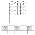 Outsunny Decorative Garden Fencing, 5PCs Outdoor Picket Fence Panels, Rustproof Metal Wire Landscape Flower Bed Border Edging Animal Barrier, Black