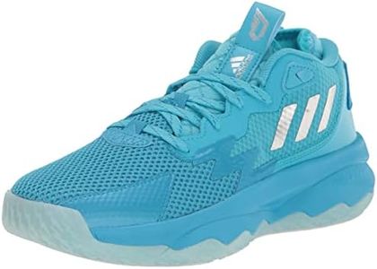 adidas Dame 8 Basketball Shoe, Signal Cyan/Silver Metallic/Shock Cyan, 6 US Unisex Big Kid