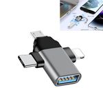 ADZOY Lightning to USB Adapter,Lightning/USB C/Micro USB to USB Female OTG Adapter,Lightning to USB C Adapter,USB C to Lightning Cable Adapter for Smartphones/Tablets/Computers/Laptops