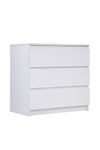 VIKI Dresser with Chest of 3 Drawers, Clothes Storage, Organizer Unit for Bedroom, Hallway, Entryway,Easy Pull Drawers, Width 80cms, Frosty White Colour | 1 Year Warranty, Engineered Wood, Matte