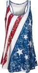 Cestyle Womens Sleeveless Scoop Neck Flowy Loose Fit Workout Shirts Racerback Long Tank Tops Flag S