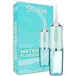 Smile Therapy Water Flosser for Teeth - Aqua, 300ml Tank | Cordless Oral Irrigator & Dental Water Jet | 4 Brush Tips to Floss & Remove Plaque, Stains & Food Residue | Travel & Home USB Rechargeable