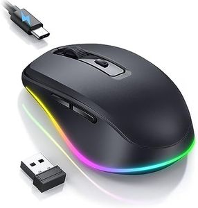 seenda Wireless Mouse LED Rechargeable Mouse Wireless with Mouse Jiggler, Quiet 2.4G USB Wireless Mouse for Laptop, Computer Wireless Mouse Illuminated DPI 2000 for PC, Windows, Mac OS Black