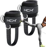 HCM Ankle Straps for Cable Machines Glute Kickbacks - Cable Kick Back Ankle Straps with Padded Ankle Cuffs Gym Work - Adjustable Comfort Fit Men Women Leg Workout Strap Black