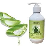 Satisfy Organic Aloe Vera Gel For Face, Body and Hair (10.14oz -300ml) - 100% Natural Moisturizing and Soothing Gel With Pump, 300 ml (Pack of 1)