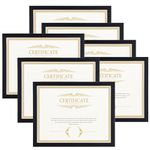 EYMPEU 8.5x11 Diploma Frames set of 7 Black, Wall&Tabletop Dislpay Certifaicate Document Frames for award 7 Pcs