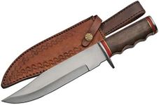 SZCO Supplies 12” Stainless Steel Wood Handle Bowie Hunting Knife W/Sheath,Brown/red