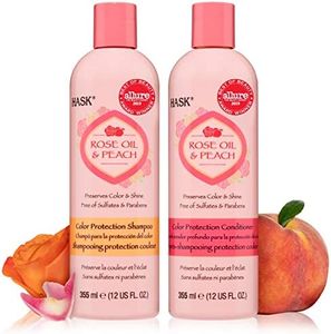 HASK ROSE OIL + PEACH Shampoo and Conditioner Set - Color Protecting for All Hair Types, Sulfate-Free, Paraben-Free, Cruelty-Free - 1 Shampoo and 1 Conditioner