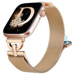 Girovo Stainless Steel Magnetic Loop Compatible with Apple Watch Band 38mm 40mm 41mm 42mm Women, Dressy Metal iWatch Bands Mesh Bracelet for Apple Watch Strap Series 10/9/8/7/6/5/4/3/2/1/SE, Rose Gold