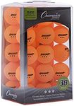 Champion Sports 3 Star Table Tennis Ball Pack, Tournament Size - Orange Ping Pong Balls, 38 Set - CTTA and ITTA Approved