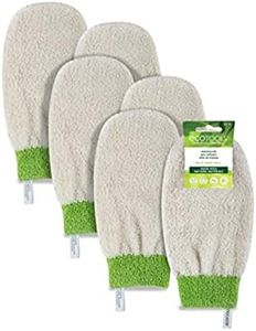 EcoTools Exfoliating Mitt, Cleansing Bath & Shower Glove, Moderate Exfoliation, Self-Tanning Prep, Buff Away Dead Skin & Impurities, Smooth & Streak Free Finish, Elastic Wrist, Sustainable, 6 Count