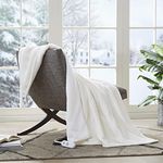 Serta Heated Throw Blanket - Reversible Fleece to Sherpa Electric Blanket, Fast Heating, Auto Shut Off Timer, Multi Heat Setting, ETL Certified, Machine Washable, Ivory 50"x 60"