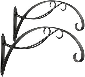 Set of 2 Achla Designs Wrought Iron Scroll Brackets, Black