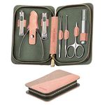 Manicure Set, Nail Clipper Set,7 in 1 Professional Manicure Pedicure Set, Stainless Steel Professional Grooming Kit with Leather case Portable Travel Nail Clipper Set for Men and Women