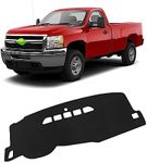 FIILINES Dash Cover Compatible with Chevrolet Silverado/GMC Sierra 2007-2013 (Only Fits with Two Glove Boxes) Dashboard Mat Cover Sunshade Nonslip Mesh Protector No Glare Accessories