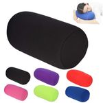 Microbead Bolster Tube Pillow Travel Essentials Body Cushion Cylinder Bean Bag Throw Pillow Neck Arm Back Support for Plane Car Travel Recliner Sleeping Home Gift (Black)