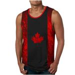 Men's Canadian Flag Tank Tops Sleeveless Vintage Maple Leaf 3D Graphic Tees Crew Neck Canada Day T-Shirts Gym Workout Top (Large,Black)