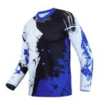 Dirt Bike Jersey for Youth, Kids Mountain Bicycle Shirt Long Sleeve for Motorcycle Motocross Bmx Moto Mx Offroad Racing, Blue, 12 Years