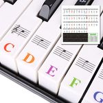 Piano Keyboard Stickers, Removable Piano Keyboard Note Labels Key Sticker 88/76/61/54/49/37 Keys Color Letters for Beginners Kids