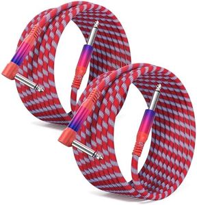 Elebase 1/4 inch Guitar Cable 2M,Right Angled 6.35mm Male to Male Guitar Lead,TS Mono Quarter Instrument Amp Cord 90 Degree Audio Line for Electric Bass,Keyboard,Amplifiers,Speakers,Colored,6.6FT