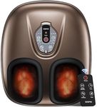 RENPHO Foot Massager Machine with Heat, 3 Heating Levels, Deep Kneading, Heated Shiatsu Foot Massager with Wireless Remote Control, Electric Foot Massage, Birthday Gifts for Women and Men, Brown