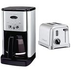 Cuisinart DCC-1200C 12-Cup Programmable Coffeemaker + CPT-160C Metal Classic 2-Slice Toaster