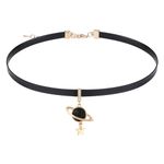 Yolev Black Leather Choker Necklace for Women Black Collar Necklaces Gothic Goth Choker Necklace with Sun and Stars Pendant Jewelry Gift for Women Girls