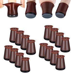 Aneaseit Chair Leg Sliders for Carpet - 1 1/8" x 16 pcs Dark Walnut - Silicone Heavy Duty Furniture Movers w/PTFE Bottom - Table Feet Covers Pads Protectors for Smooth Glides - Small