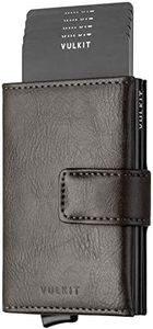 VULKIT Pop Up Wallet, Leather Automatic Credit Card Holder Wallet RFID Blocking Bifold Pocket Wallet with Banknote Slot for Women Men