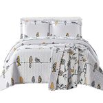 Royal Tradition Ayat Birds Lightweight Coverlets, King/California King Over-Sized 3pc Quilt Set (110-Inch Wide x 96-Inch Long) Mix of Canary Colors Bedspread