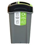 Glasdon Eco Nexus Duo 85 General Waste/Mixed Recycling Bin (Grey) – Indoor Recycling Container with 70/30 or 50/50 Split Lid – Slim Office Recycling Bin (70/30 Split Lid)