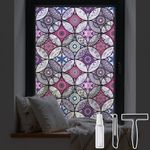 DKTIE Static Cling Decorative Window Film with Installation Tools Non Adhesive Privacy Film Stained Glass Window Film for Bathroom Shower Door Heat Cotrol Anti UV 17.7 x 78.7 Inch